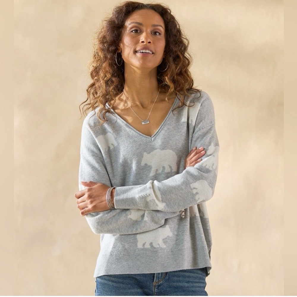 Sundance Gray Knit Polar Bear Sweater | Size Medium